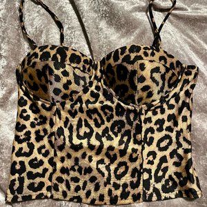 Leopard Animal Print Crop Bustier Top - SIZE M